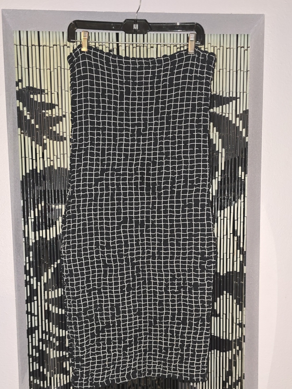 Free People Black Pencil Skirt with White Grid Size L